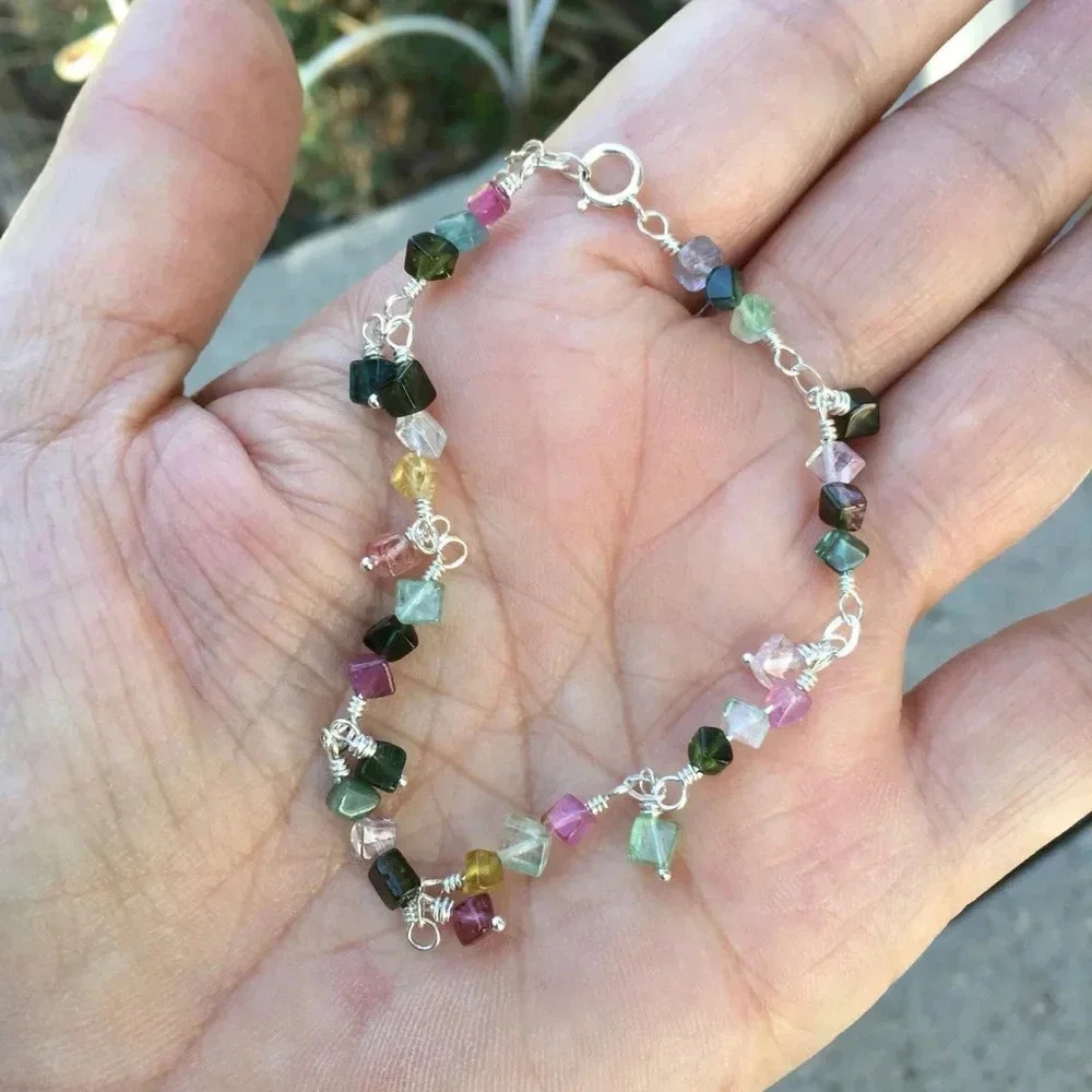 Tourmaline Bracelet,Wedding Bracelet,Colorful Bracelet,October Birthday